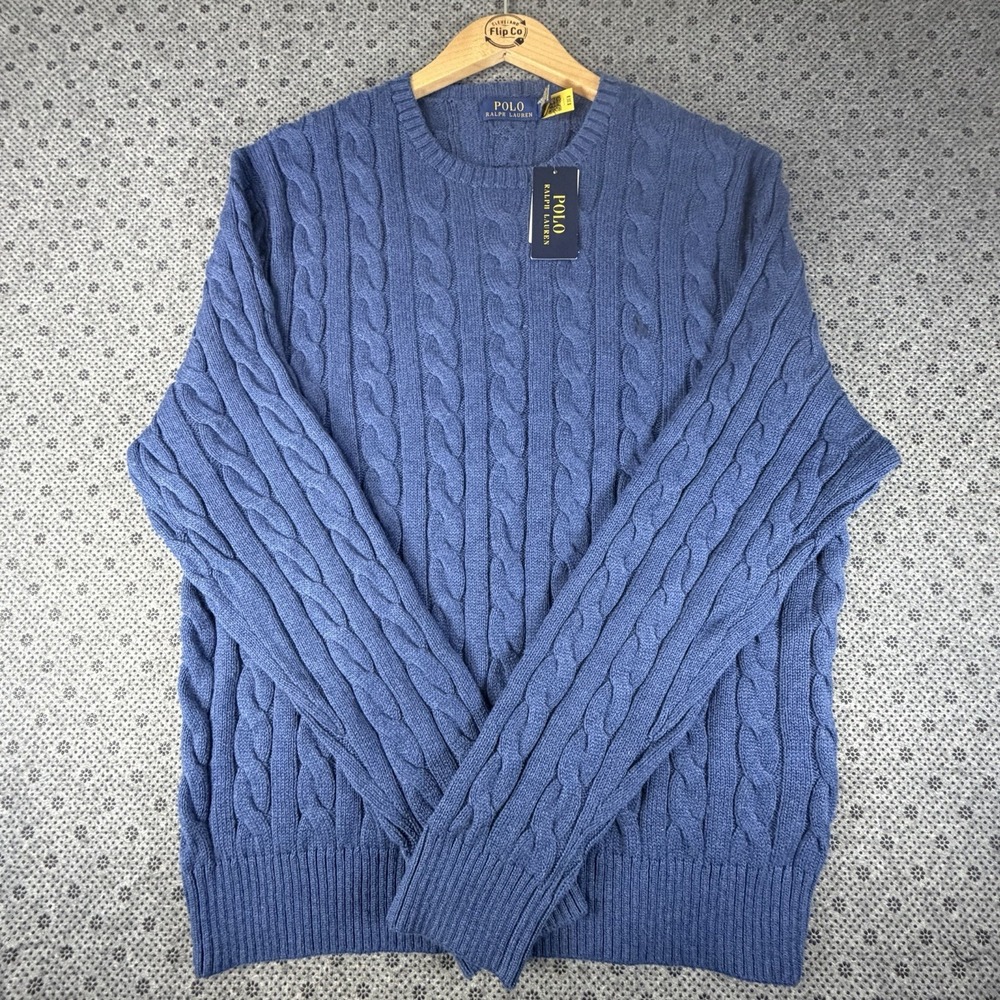 Polo Ralph Lauren  Cable-Knit Cotton Sweater Navy Blue Men's XL NEW
